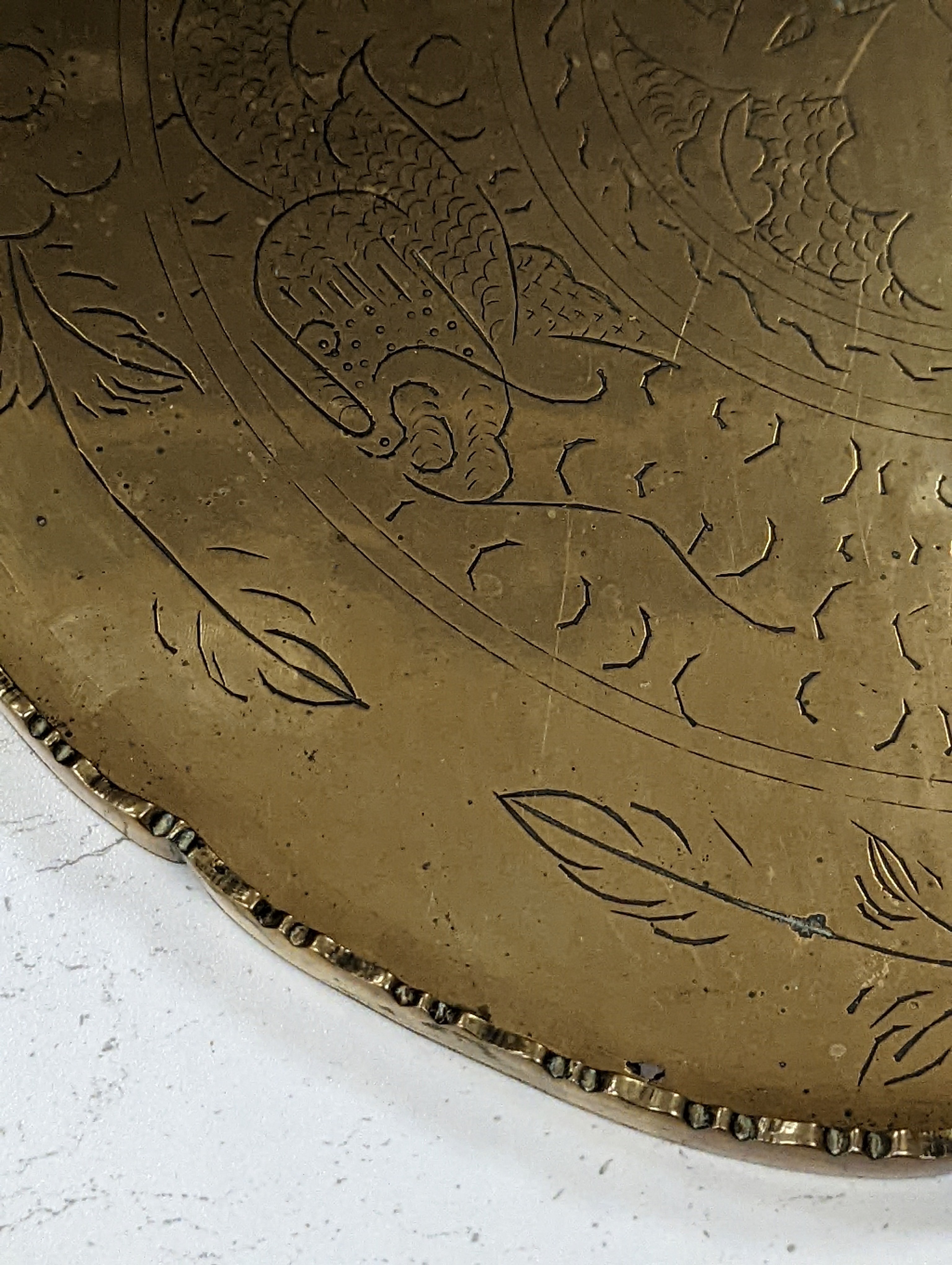 Two early 20th century Chinese bronze vases and a similar tray, 35cm diam.